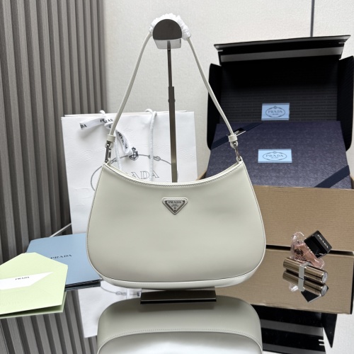 Prada 1BC499 White Leather Shoulder Bag, Timeless Design, 27x21x5 cm 1 Prada 1BC499 White Leather Shoulder Bag, Timeless Design, 27x21x5 cm
