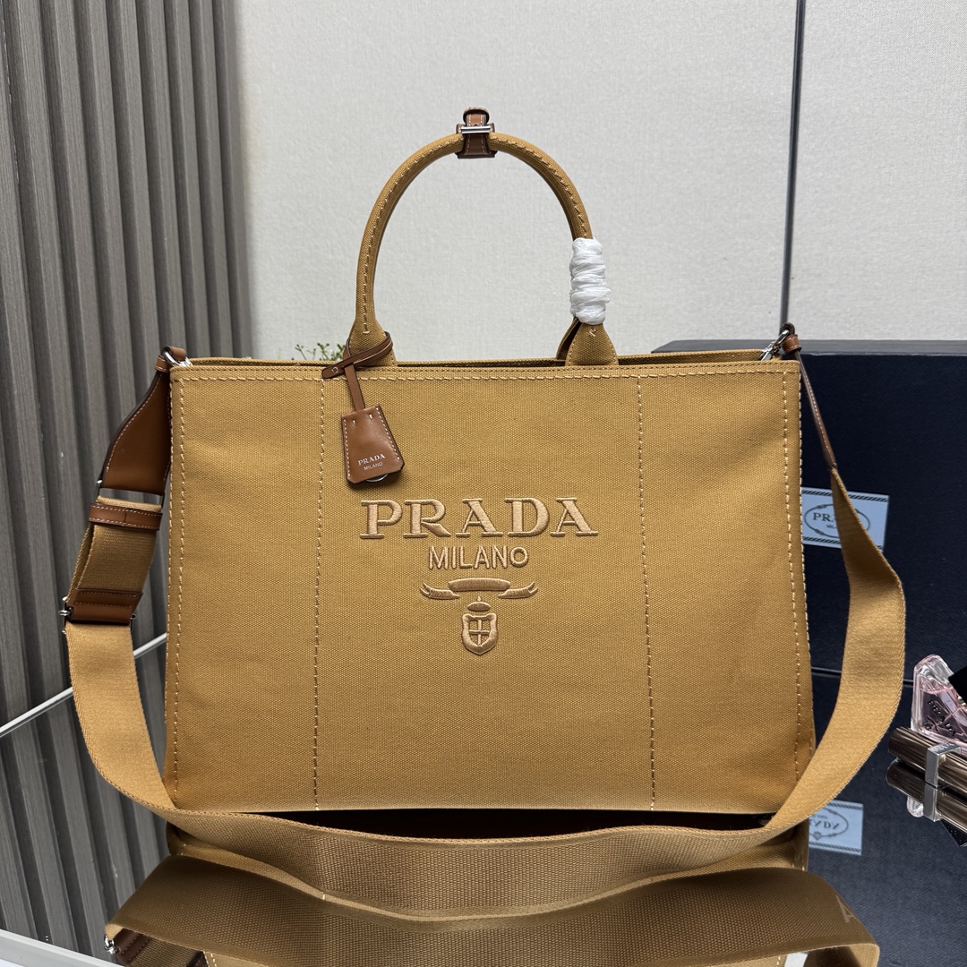 PRADA Canvas Tote Bag for Men, Versatile and Stylish - Model 2VG131