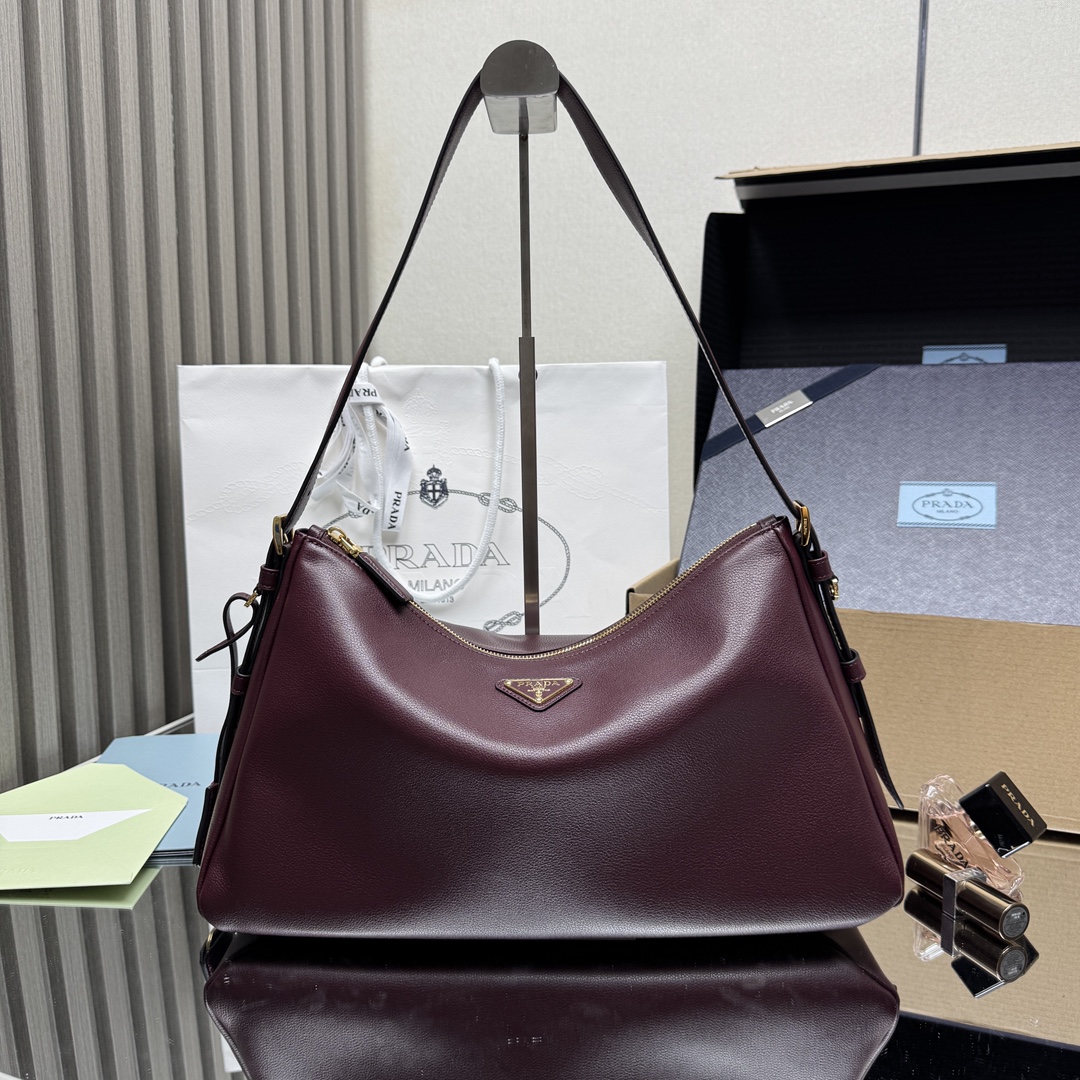 Prada Hobo Leather Shoulder Bag - Stylish, Modern, and Spacious