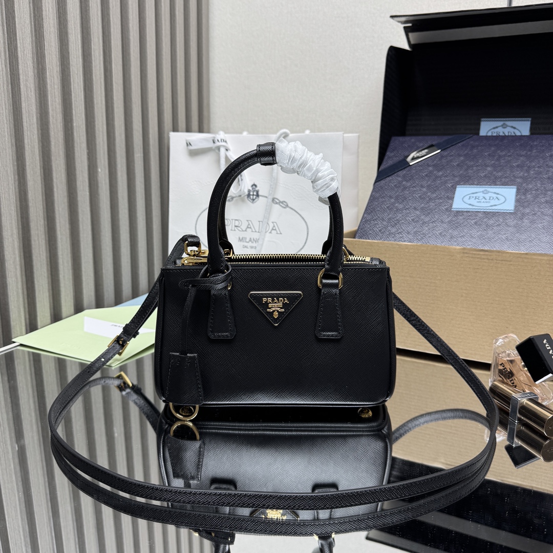 PRADA Galleria Mini Saffiano Leather Top Handle Crossbody Bag
