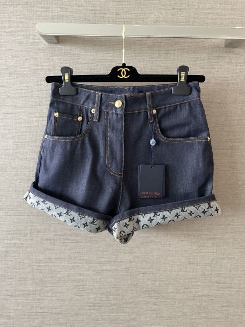 Luxury Vintage Monogram Shorts, Designer Inspired High-Waisted Ladies Shorts
