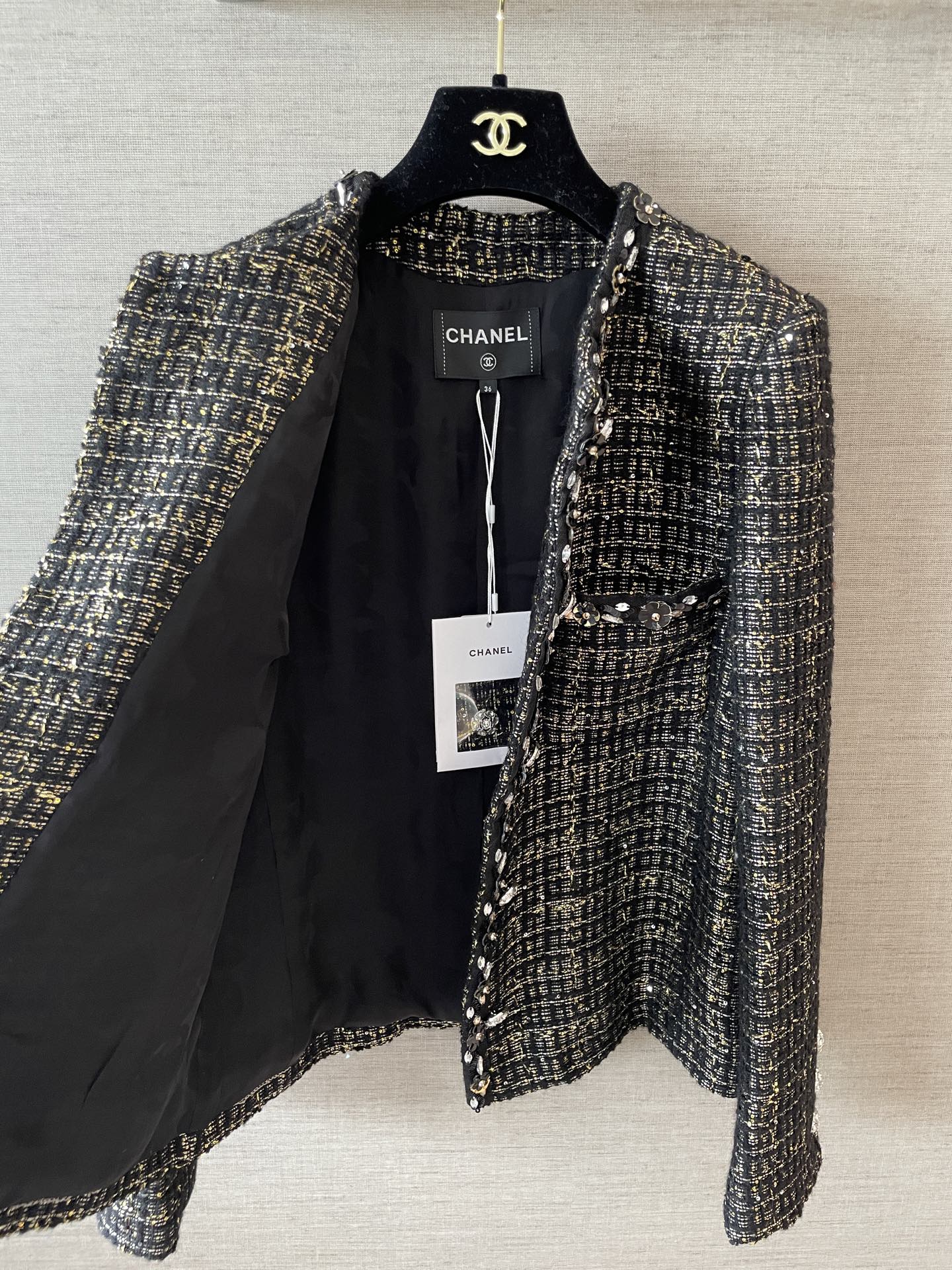 Chanel Black & Gold Silk Jacket - 25A Collection, Impeccable Detailing 8 i1755428101404 187 0 5