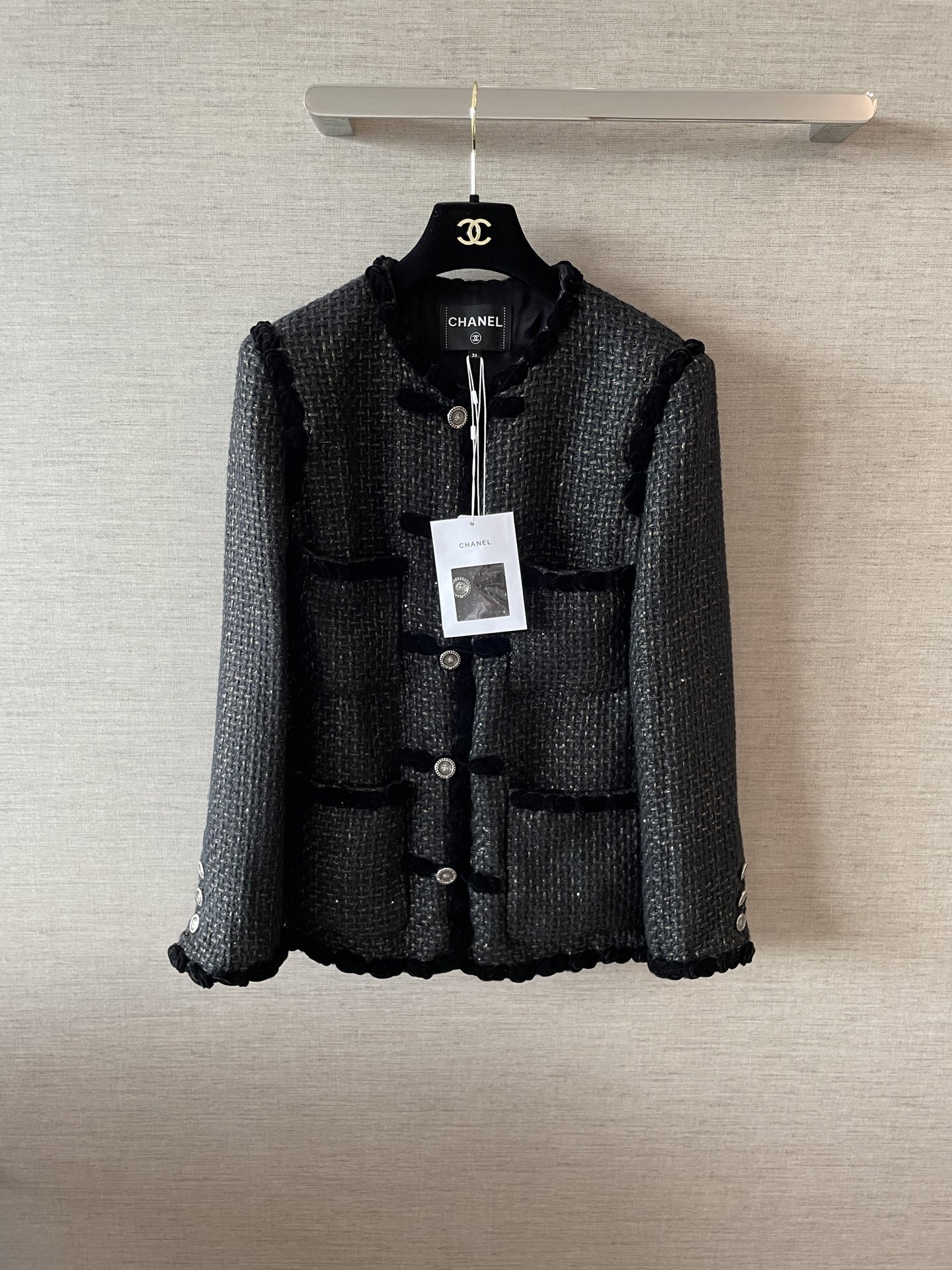 Chanel Inspired Four-Pocket Tweed Jacket with Braided Trim - Classic Elegance 2 i1755677725989 7429 0 0