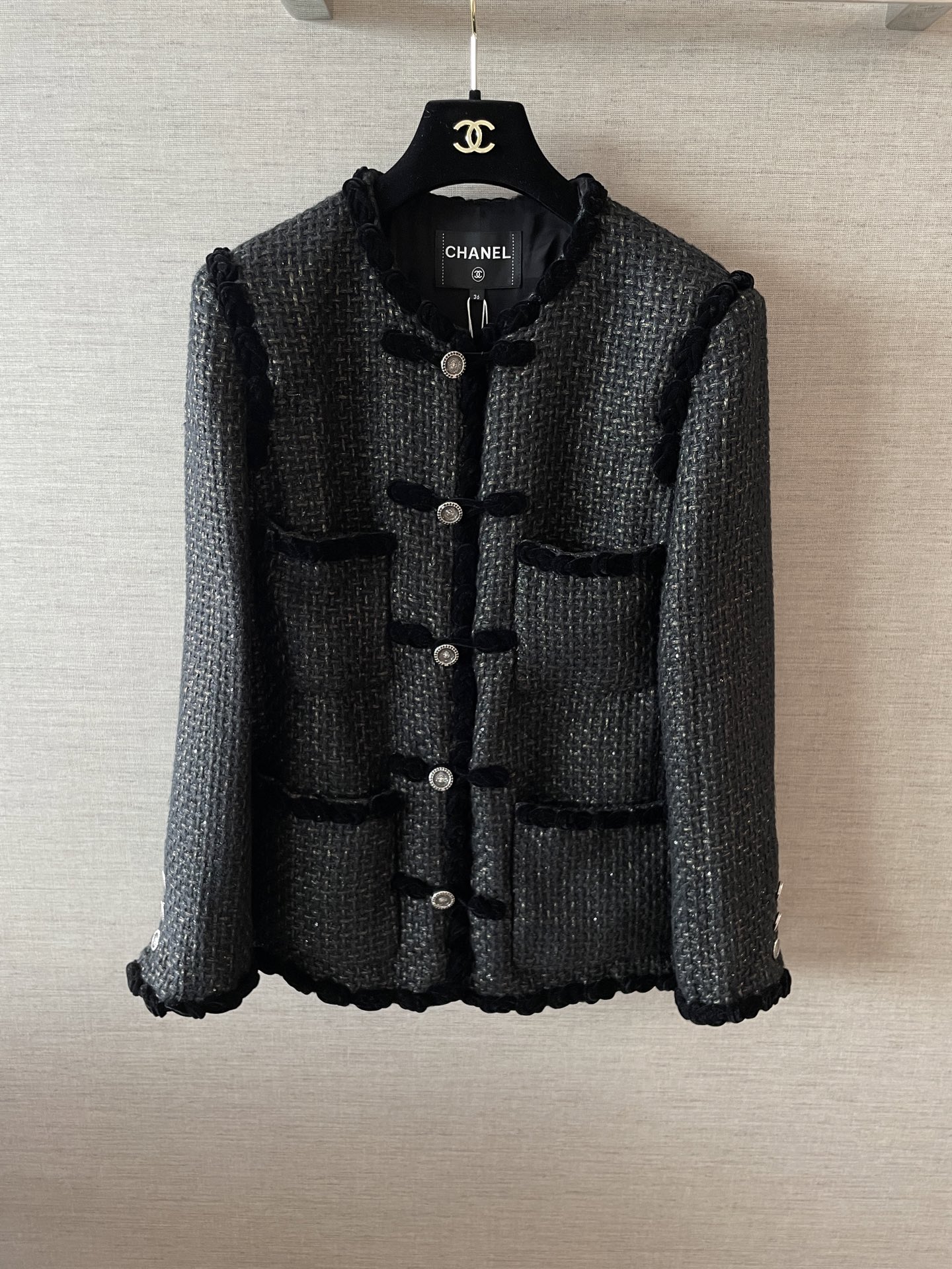 Chanel Inspired Four-Pocket Tweed Jacket with Braided Trim - Classic Elegance 4 i1755677727363 7539 0 2
