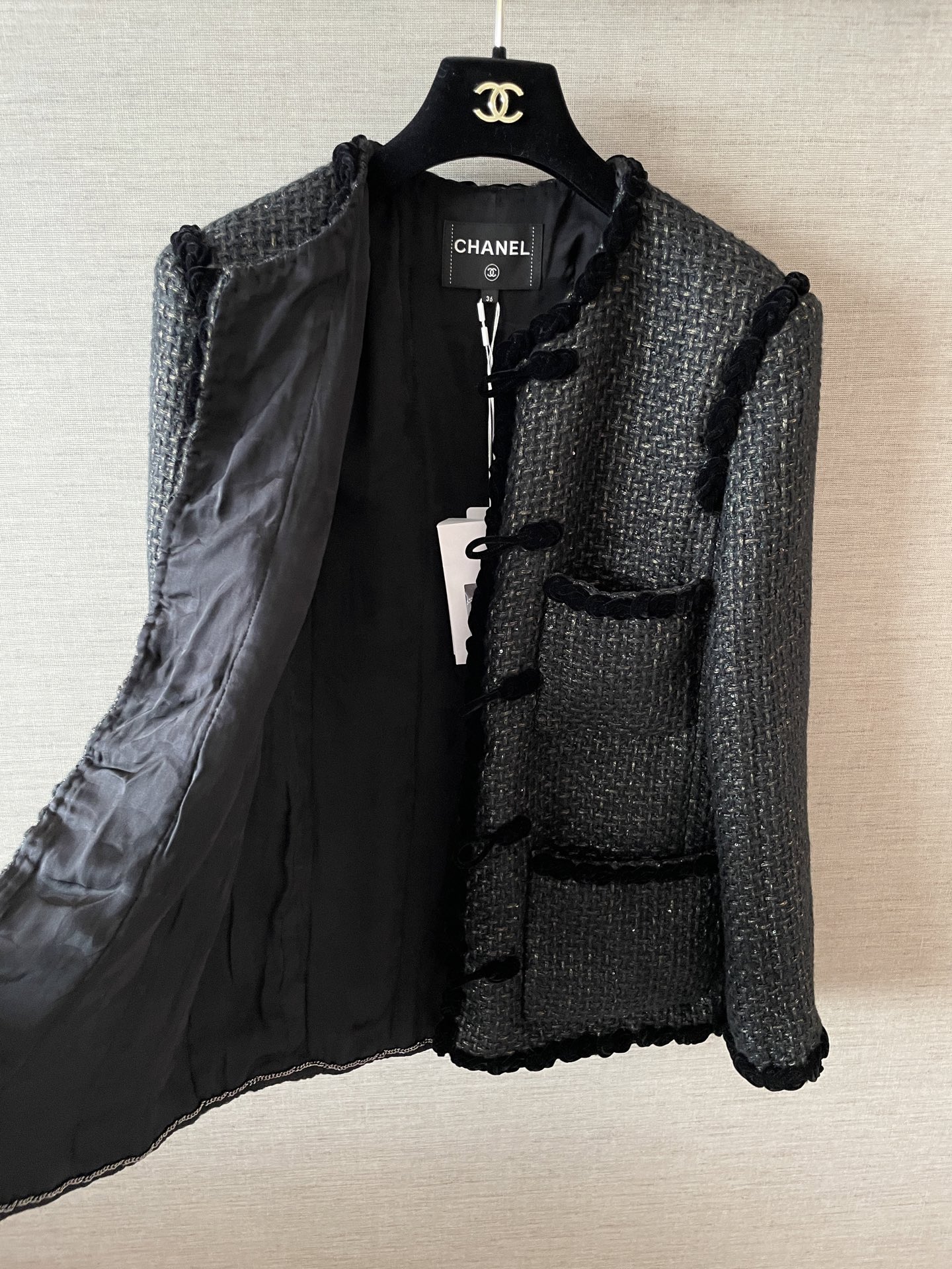 Chanel Inspired Four-Pocket Tweed Jacket with Braided Trim - Classic Elegance 5 i1755677727478 8696 0 5
