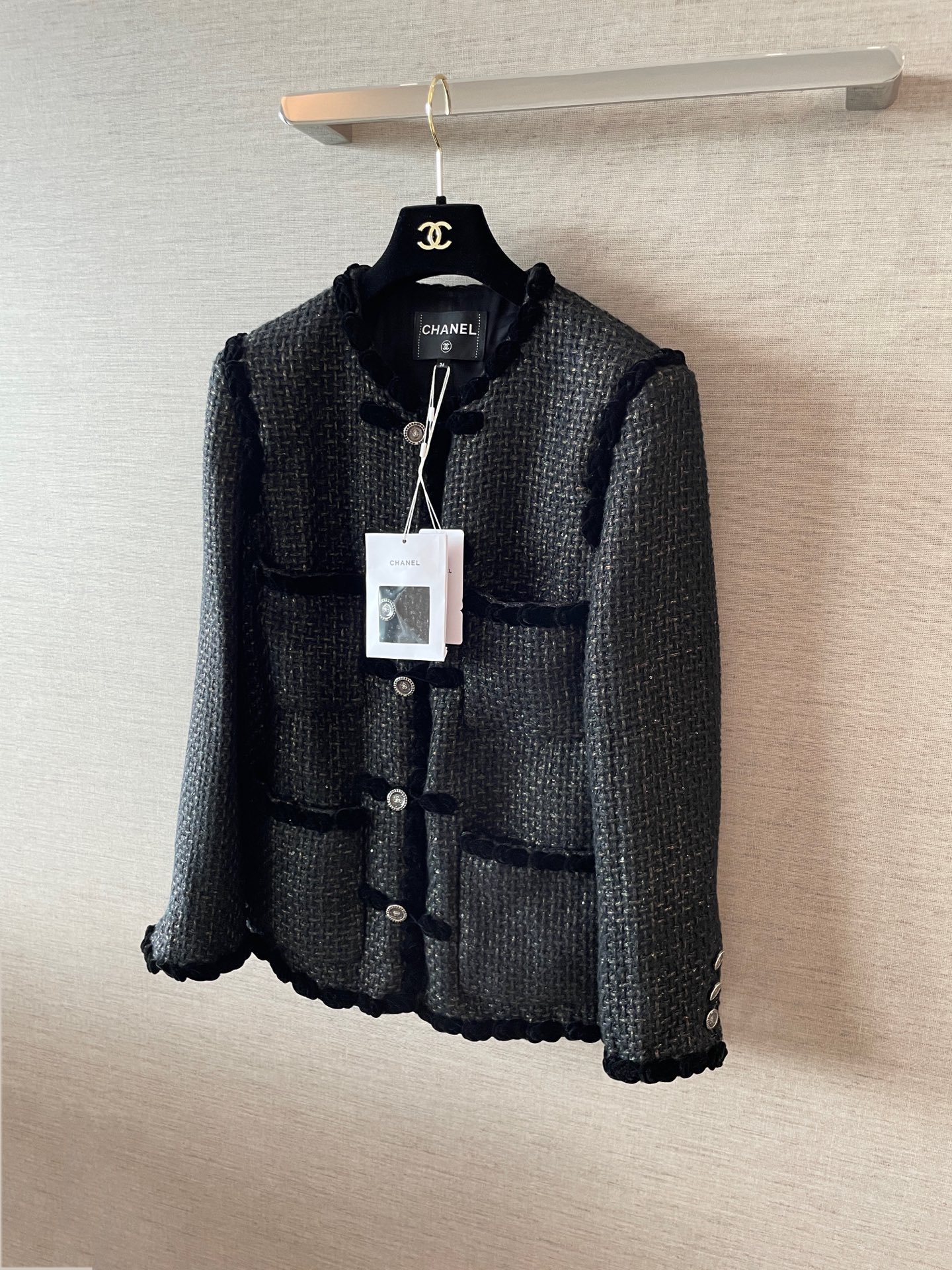 Chanel Inspired Four-Pocket Tweed Jacket with Braided Trim - Classic Elegance 6 i1755677807824 2557 0 9