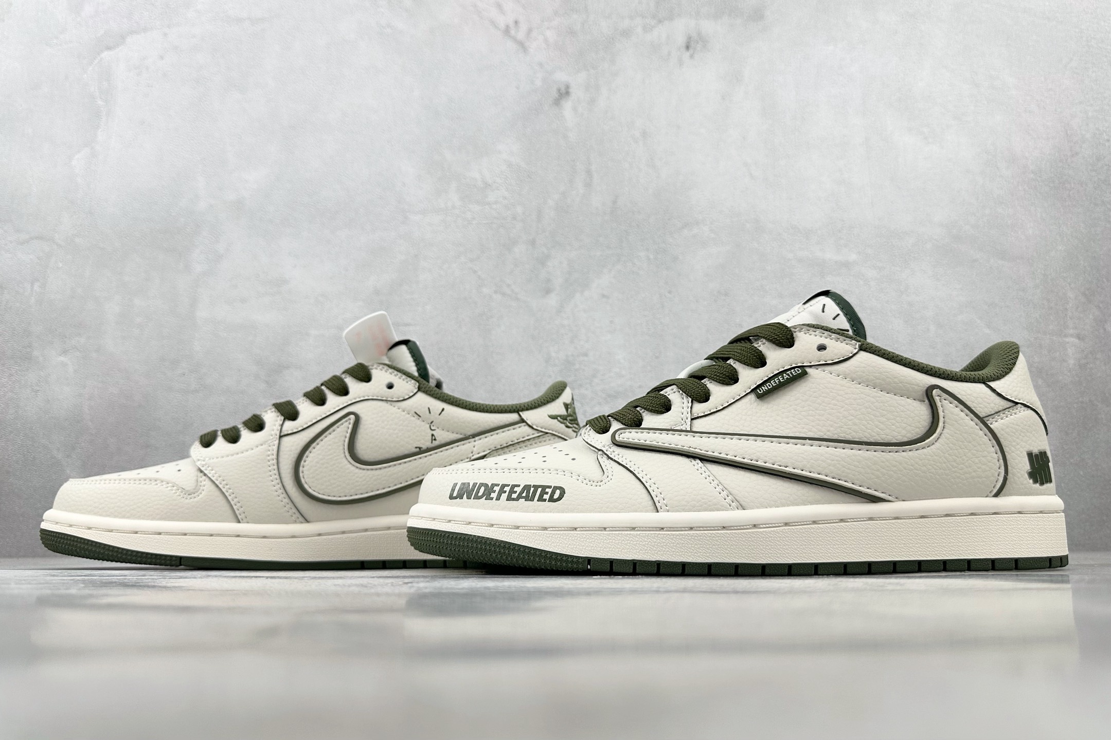DK 
定制 Air Jordan 1 Low ow SP UNDEFEATED 倒钩联名米白绿

货号