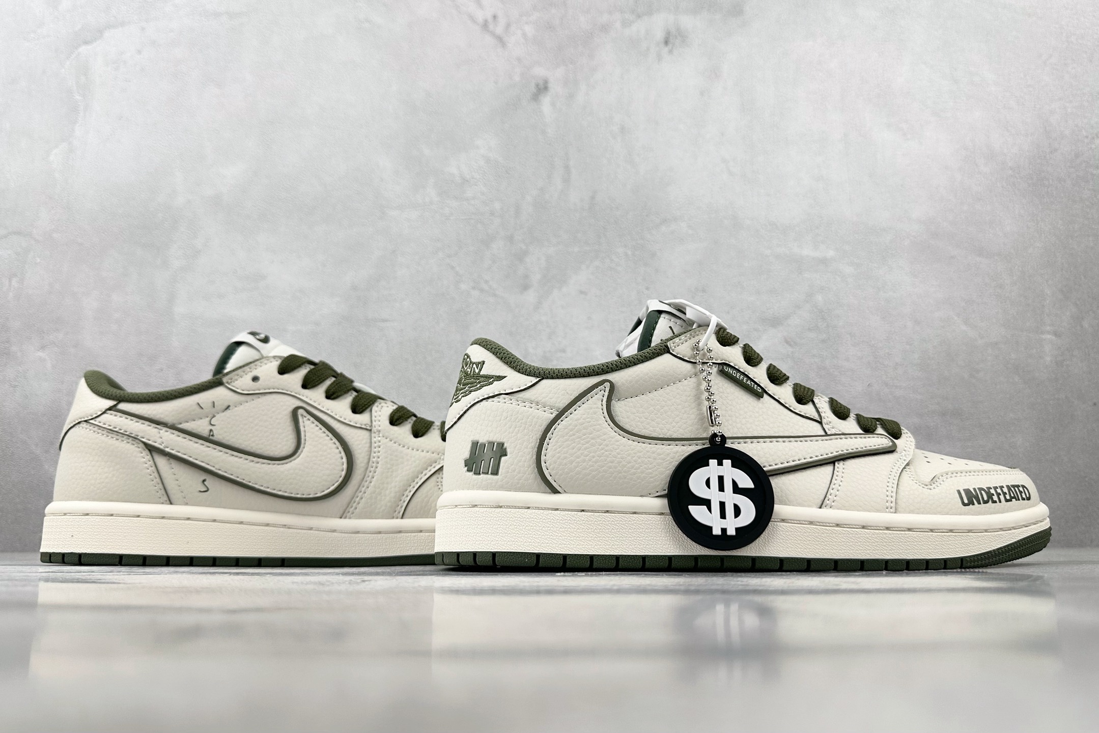 DK 
定制 Air Jordan 1 Low ow SP UNDEFEATED 倒钩联名米白绿

货号