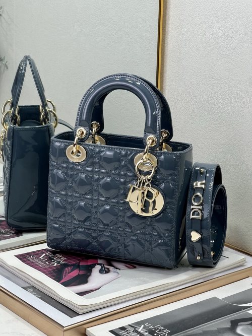 Dior Lady Denim Blue Patent Leather Four-Compartment Adjustable Strap Bag 1 Dior Lady Denim Blue Patent Leather Four-Compartment Adjustable Strap Bag