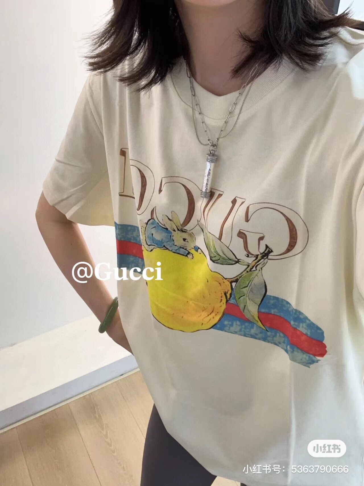 1: 1
 Gucci Kleidung T-Shirt Aprikosenfarbe Drucken Unisex Gekämmte Baumwolle Sommerkollektion Kurzarm