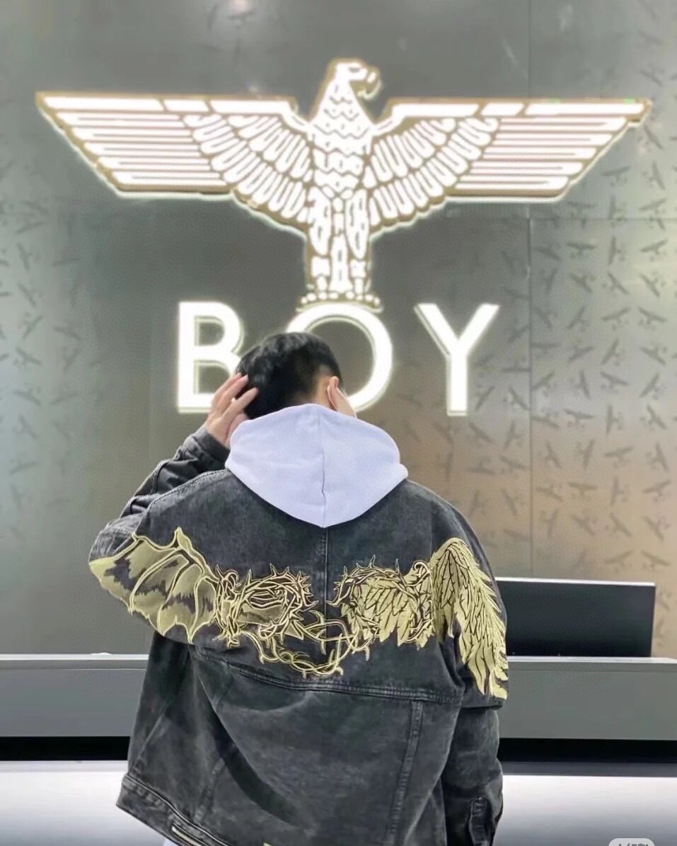 Boy London Kleidung Mäntel & Jacken Schwarz Stickerei Junge Baumwolle Frühling/Herbst Kollektion