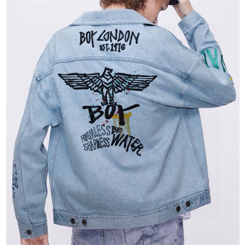 BOY LONDON Embroidered Eagle Denim Jacket,Light Blue Wash, Unisex Style 1 BOY LONDON Embroidered Eagle Denim Jacket,Light Blue Wash, Unisex Style