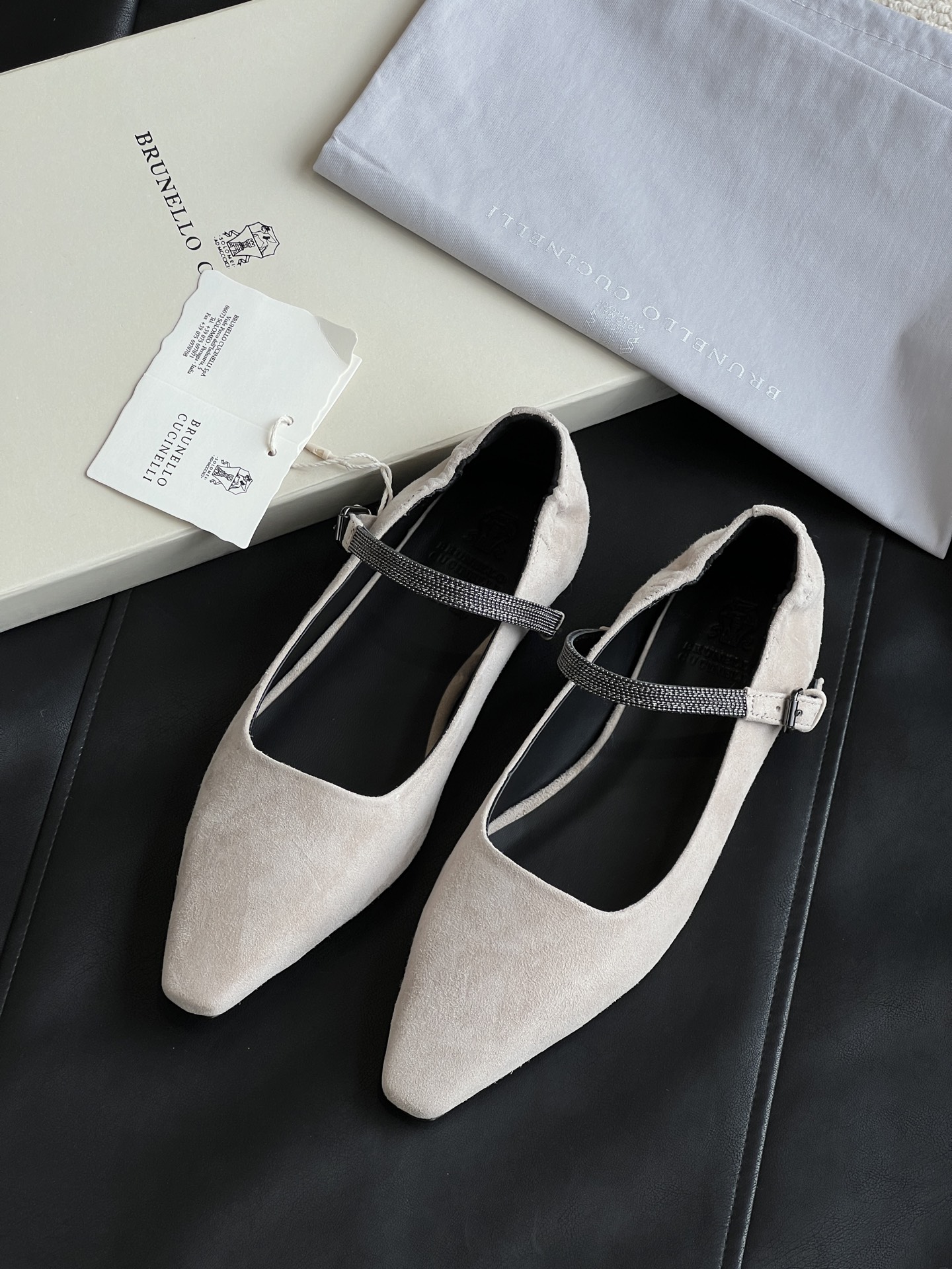 Brunello Cucinelli Mary Jane Flats, Beaded Strap, Suede Leather, Square Toe 2 i1751703401918 5231 0 0