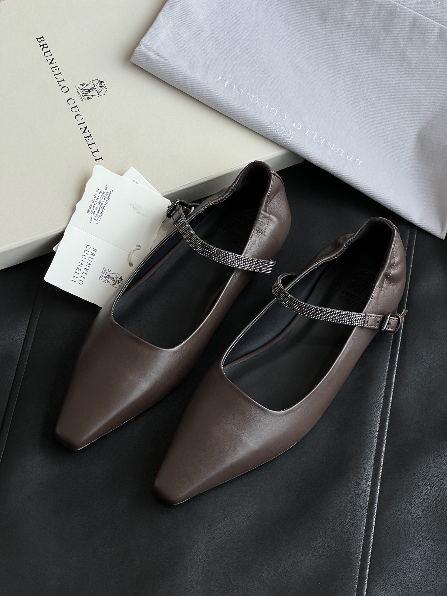 Brunello Cucinelli Mary Jane Flats, Beaded Strap, Suede Leather, Square Toe 5 i1751703402001 2434 0 3