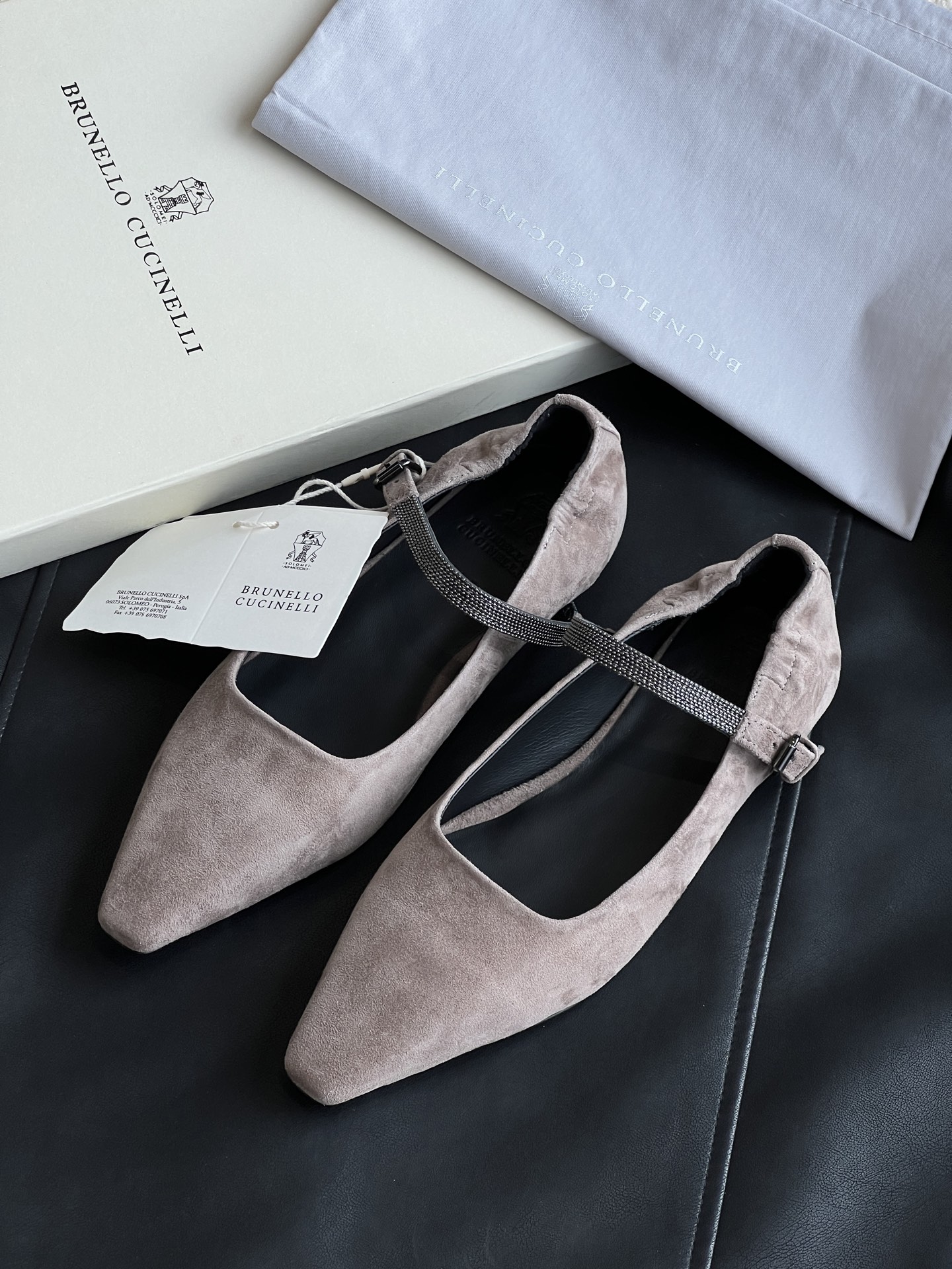 Brunello Cucinelli Mary Jane Flats, Beaded Strap, Suede Leather, Square Toe 3 i1751703402021 5124 0 1