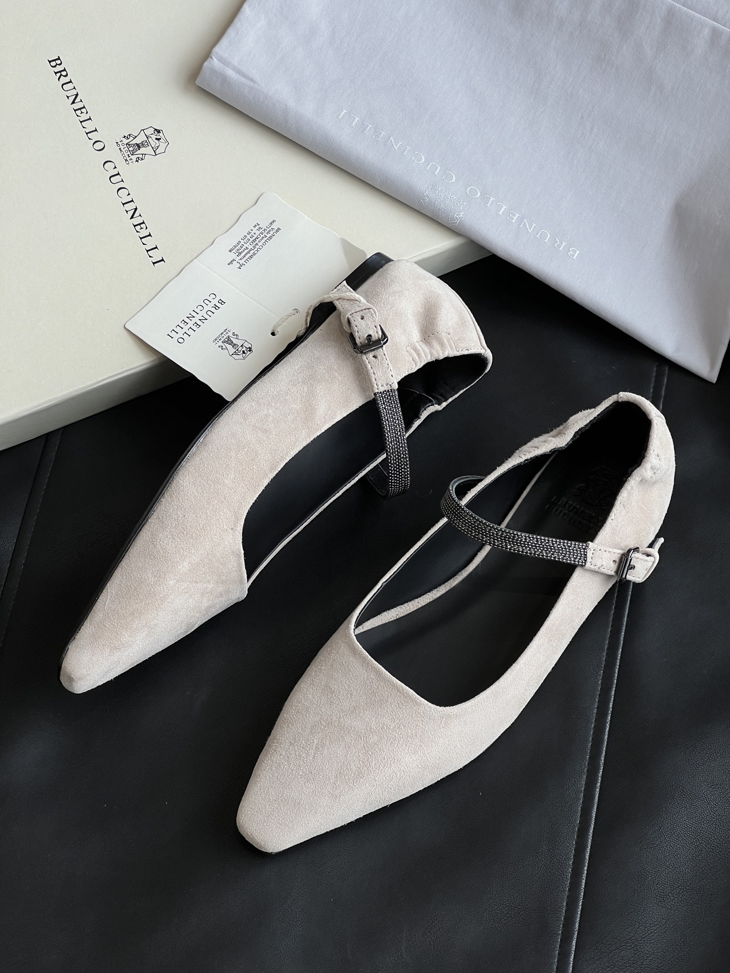 Brunello Cucinelli Women's Suede Mary Jane Flats with Rhinestone Strap 3 i1751703581859 1882 0 1