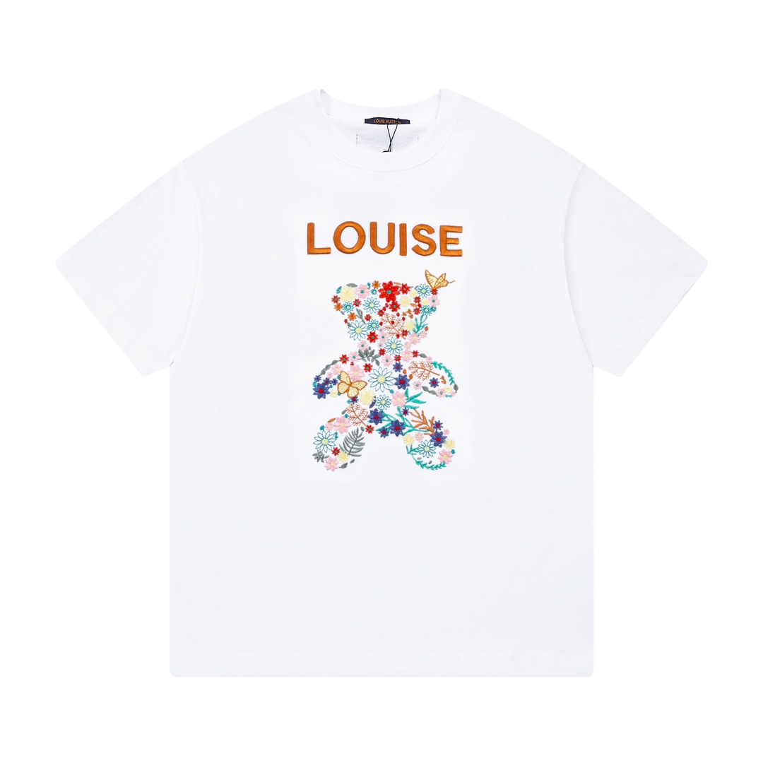 Louis Vuitton Clothing T-Shirt Embroidery Unisex Spring/Summer Collection Short Sleeve