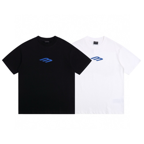 Balenciaga 2025SS Blue Printed Couple T-shirt, Casual Short Sleeve 1 Balenciaga 2025SS Blue Printed Couple T-shirt, Casual Short Sleeve