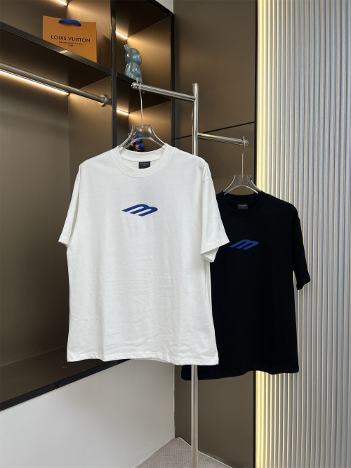 Balenciaga 2025SS Blue Print Couple's Short Sleeve Casual T-Shirt
