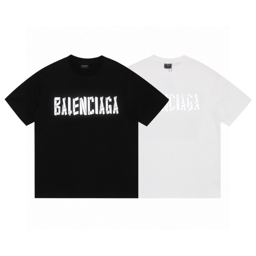 Balenciaga 2025SS Unisex Short Sleeve T-Shirt with Distressed Logo 1 Balenciaga 2025SS Unisex Short Sleeve T-Shirt with Distressed Logo