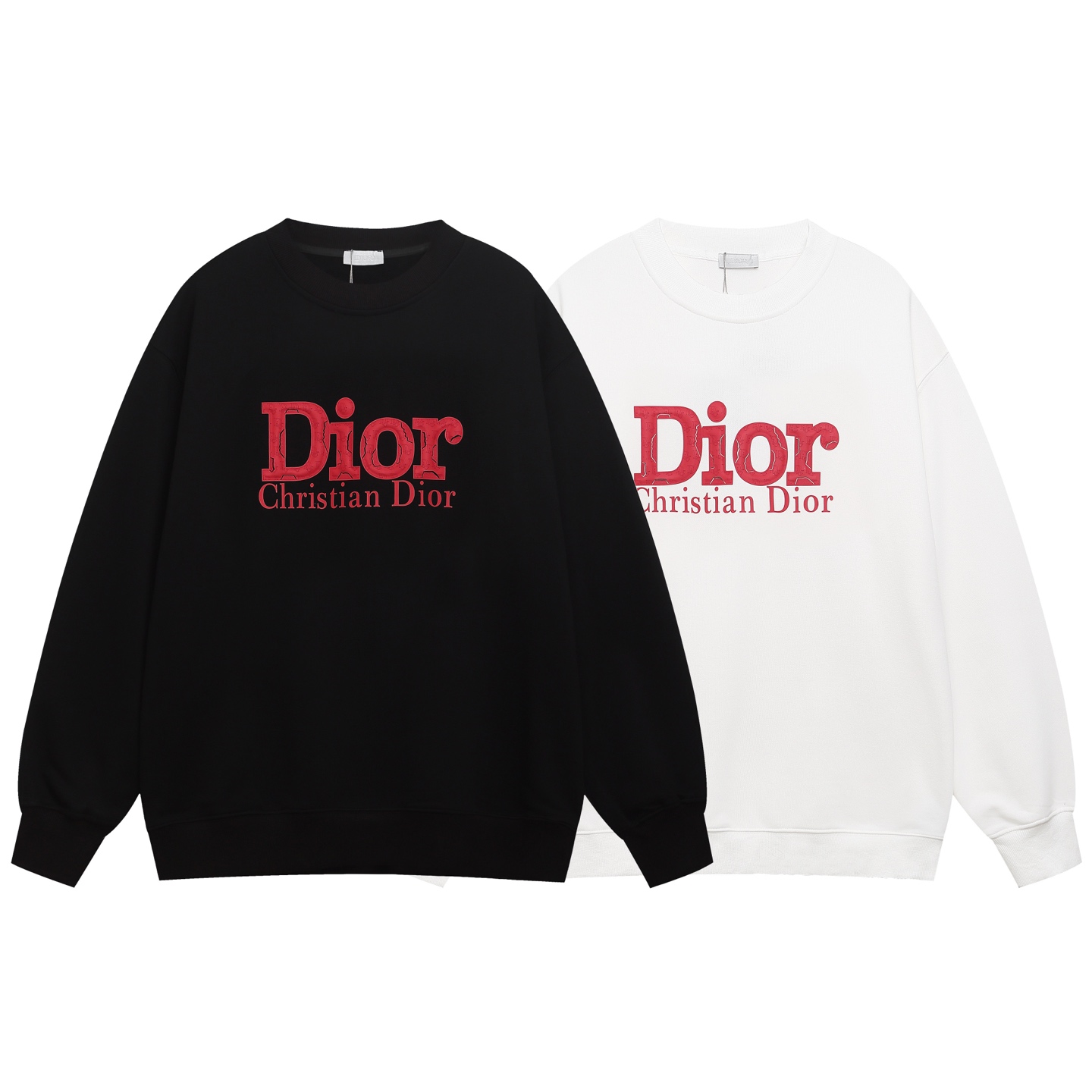 Dior 2025FW Silicone Letter Embossed Crewneck Sweatshirt for Couple