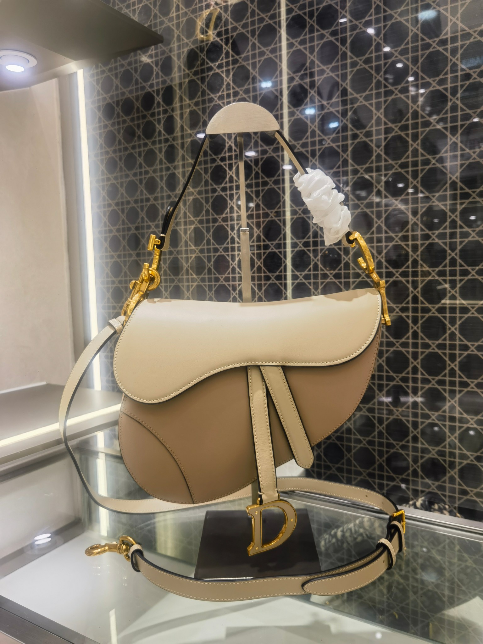 Dior 马鞍包 拼色 牛皮 附肩带