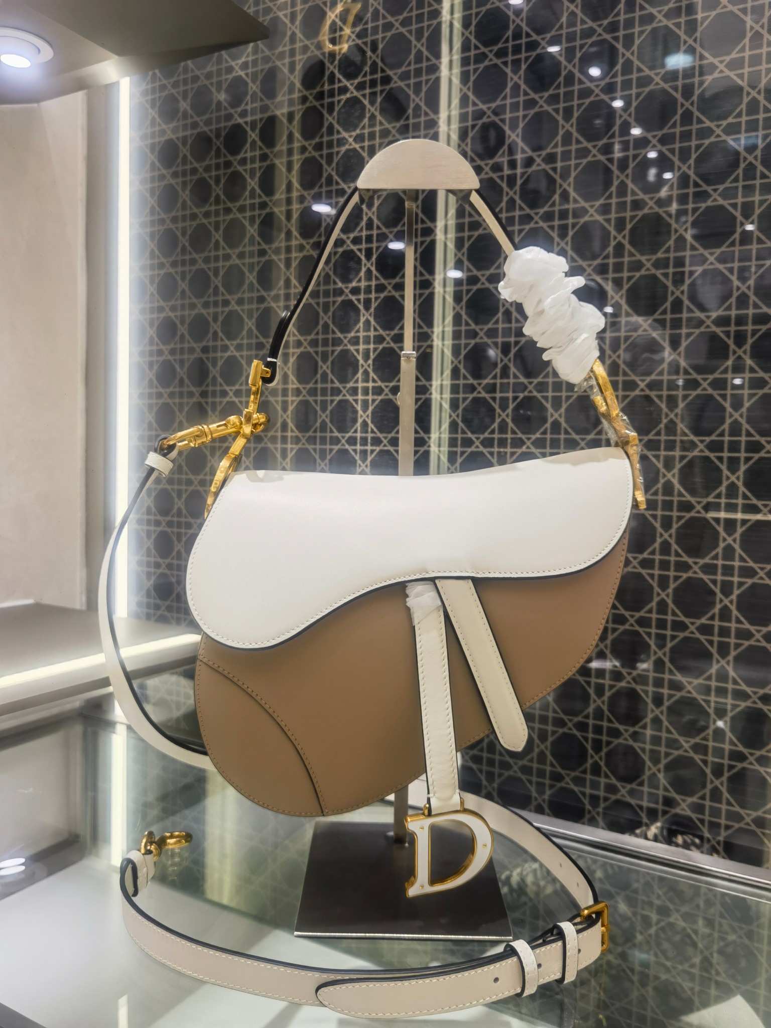 Dior 马鞍包 拼色 牛皮 附肩带