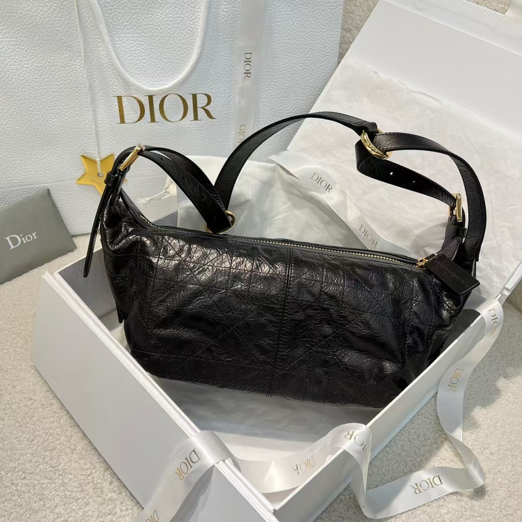 DIOR D-journey petit sac en cuir ciré noir