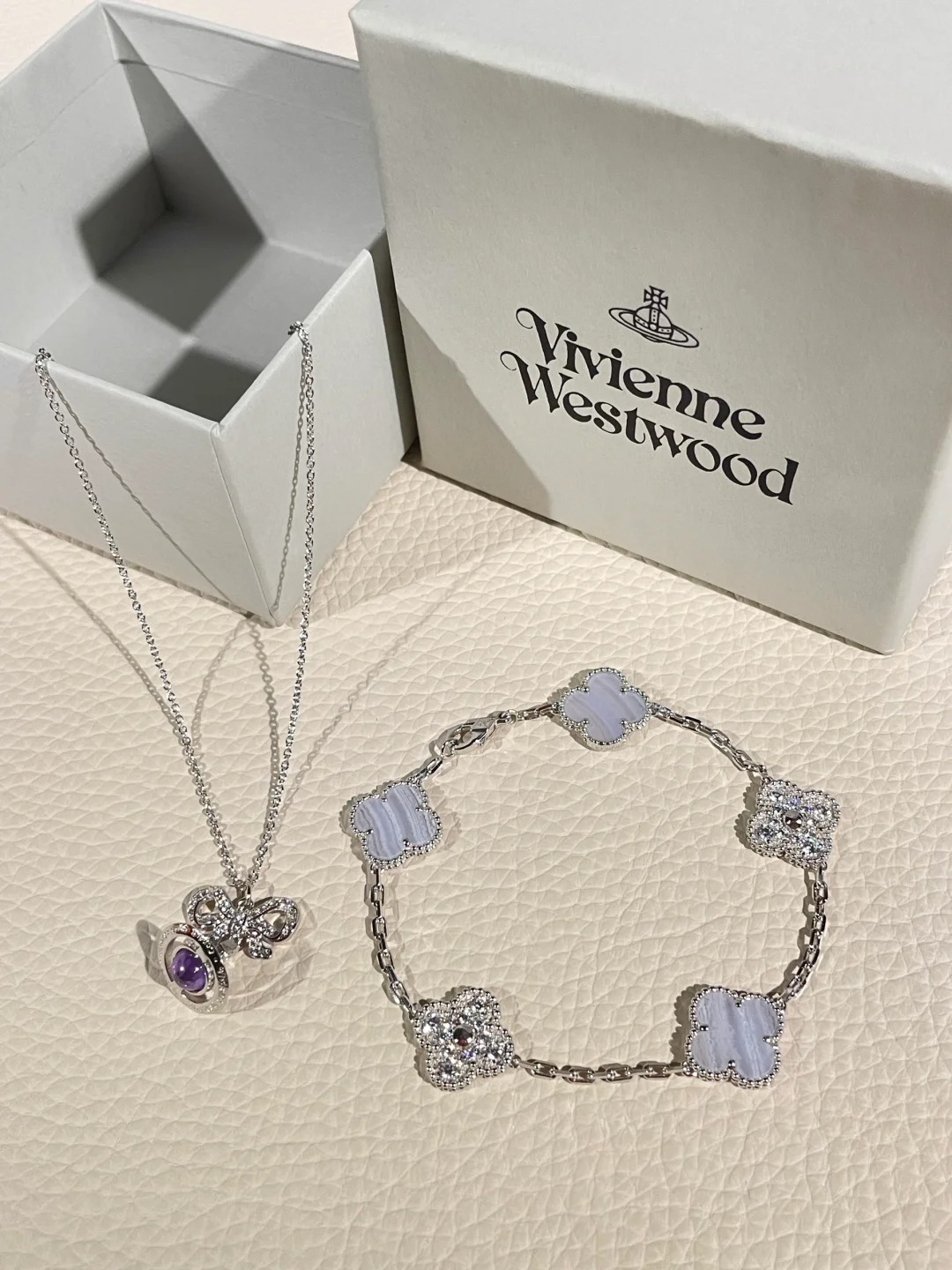 Van Cleef & Arpels VCA紫玉髓五花手链 西太后土星蝴蝶结项链