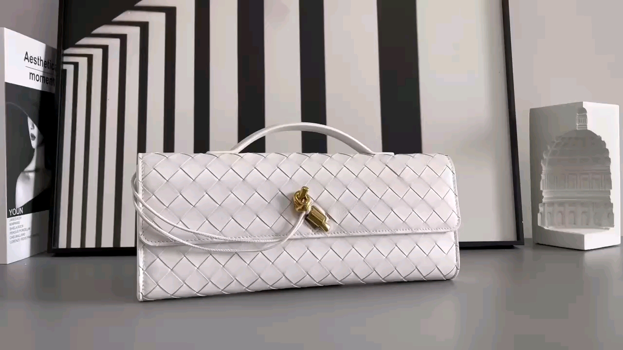 Bottega Veneta BV pure white clutch bag