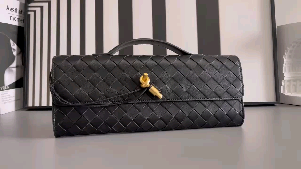 Bottega Veneta black clutch bv