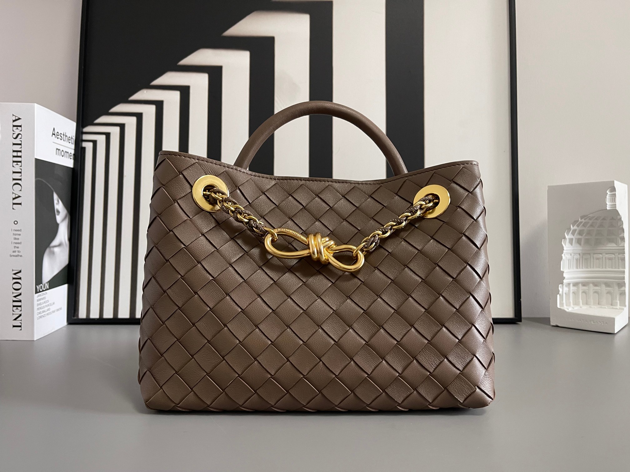 Bottega Veneta Andiamo Small Intrecciato Chain Bag