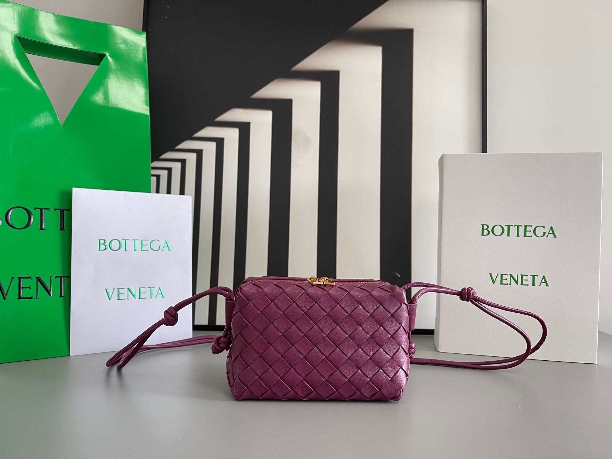 Bottega Veneta Lambskin Intrecciato Mini Round Square Bag with Adjustable Leather Drawstring