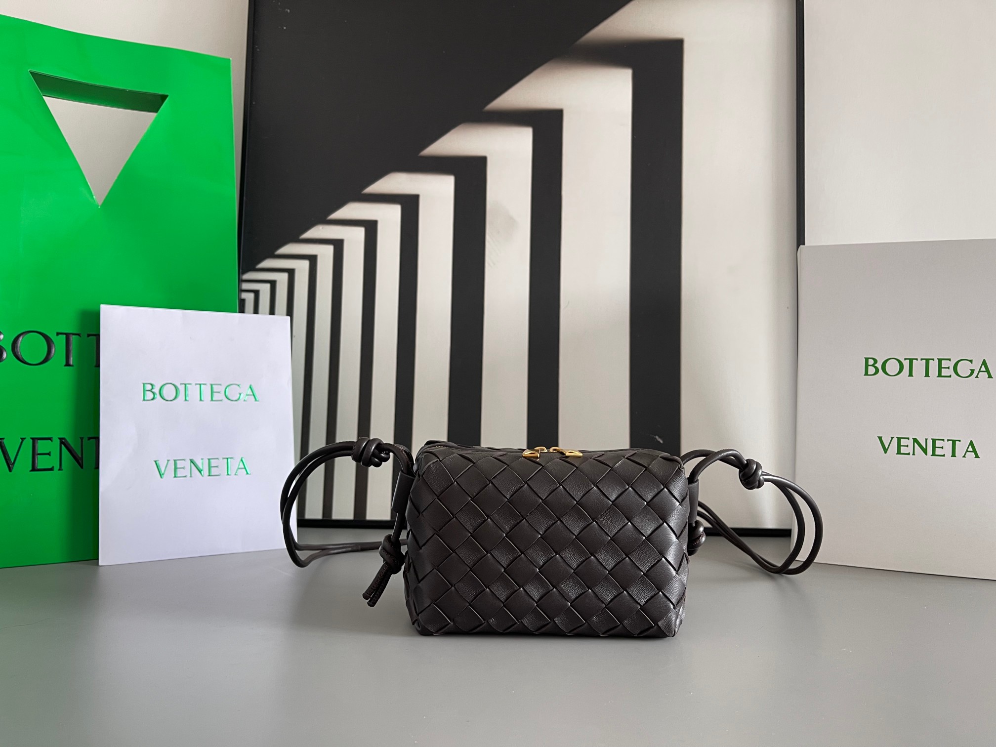 Bottega Veneta Lambskin Intrecciato Mini Round Square Bag
