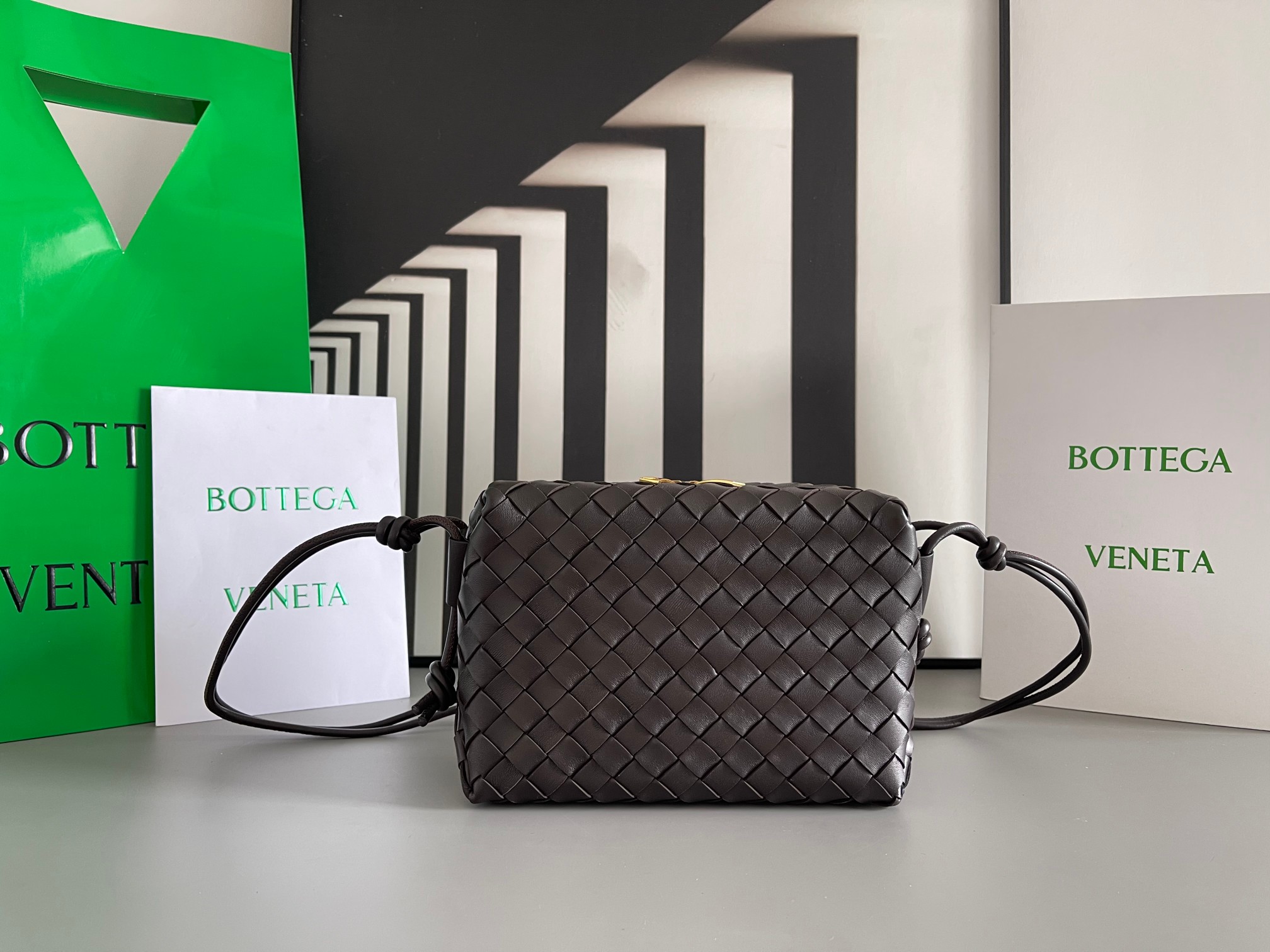 Bottega Veneta Intrecciato Lambskin Square Crossbody Bag