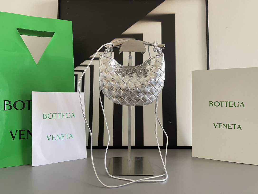 BV Mini Sardine Intrecciato Metal Handle Crossbody Bag