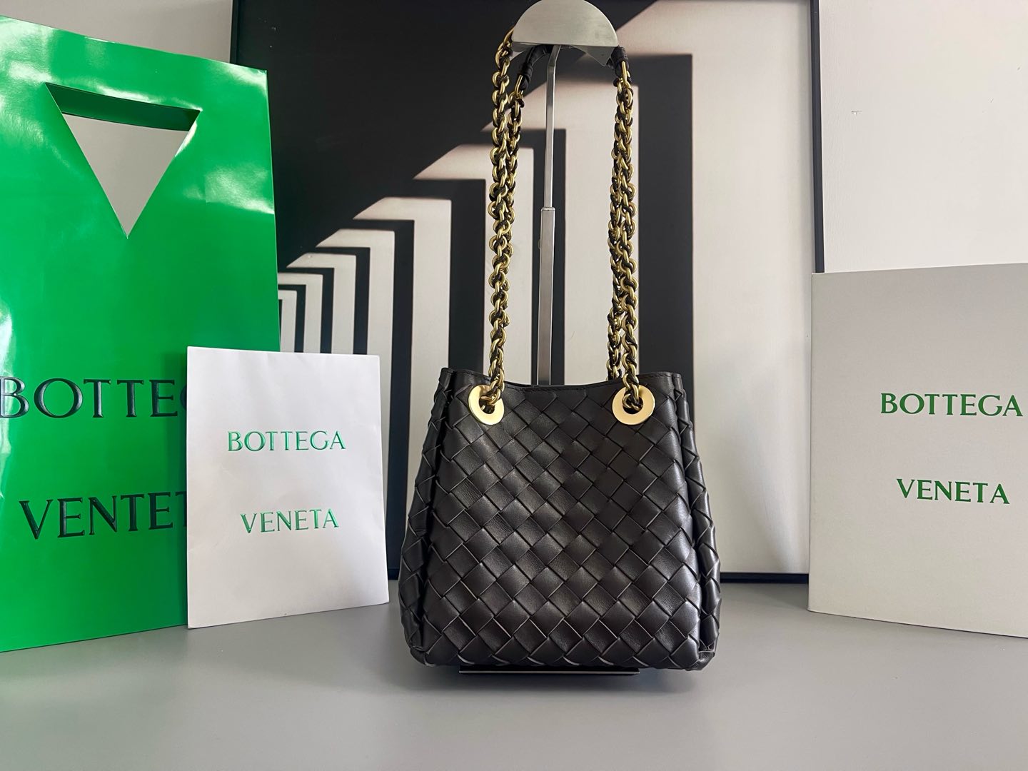 Bottega Veneta сумка из овечьей кожи с плетением и цепочкой