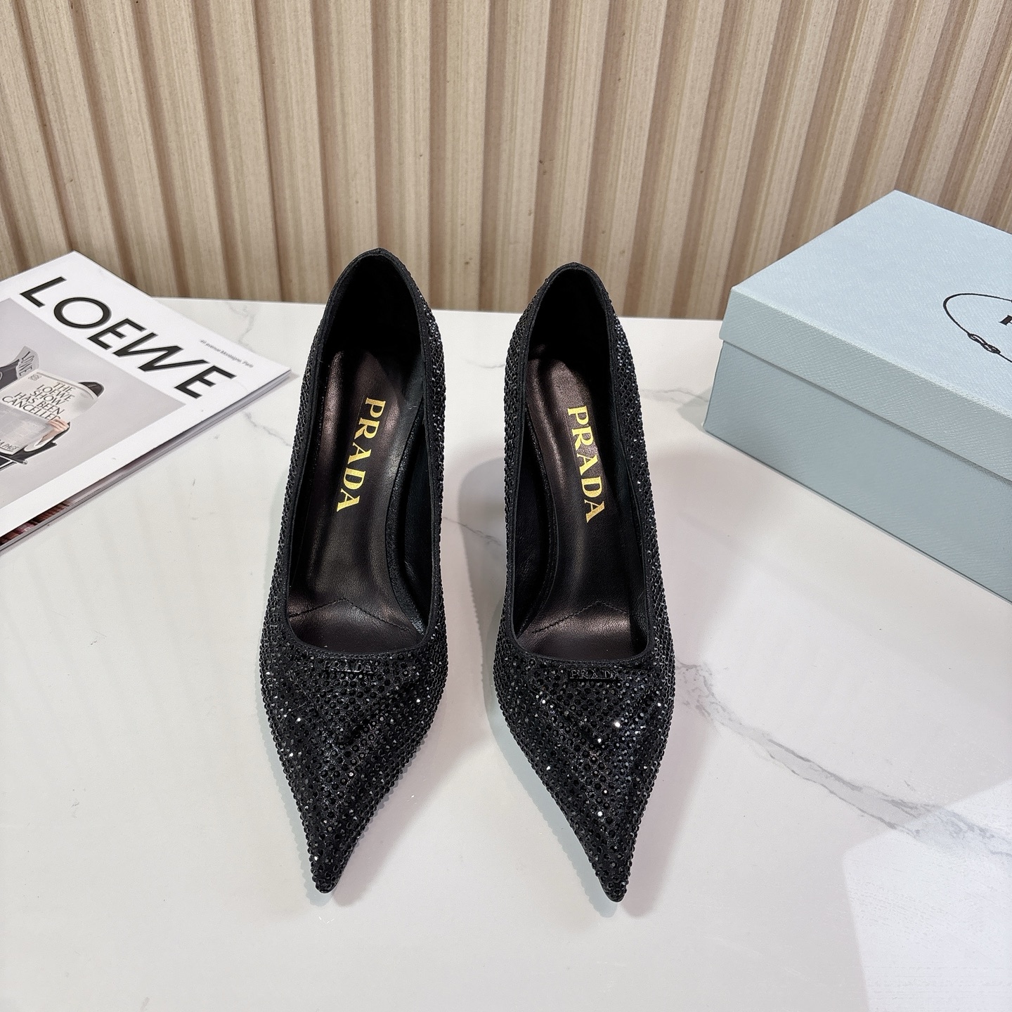 Prada Pointed Toe Rhinestone High Heels – Spring/Summer Runway Collection