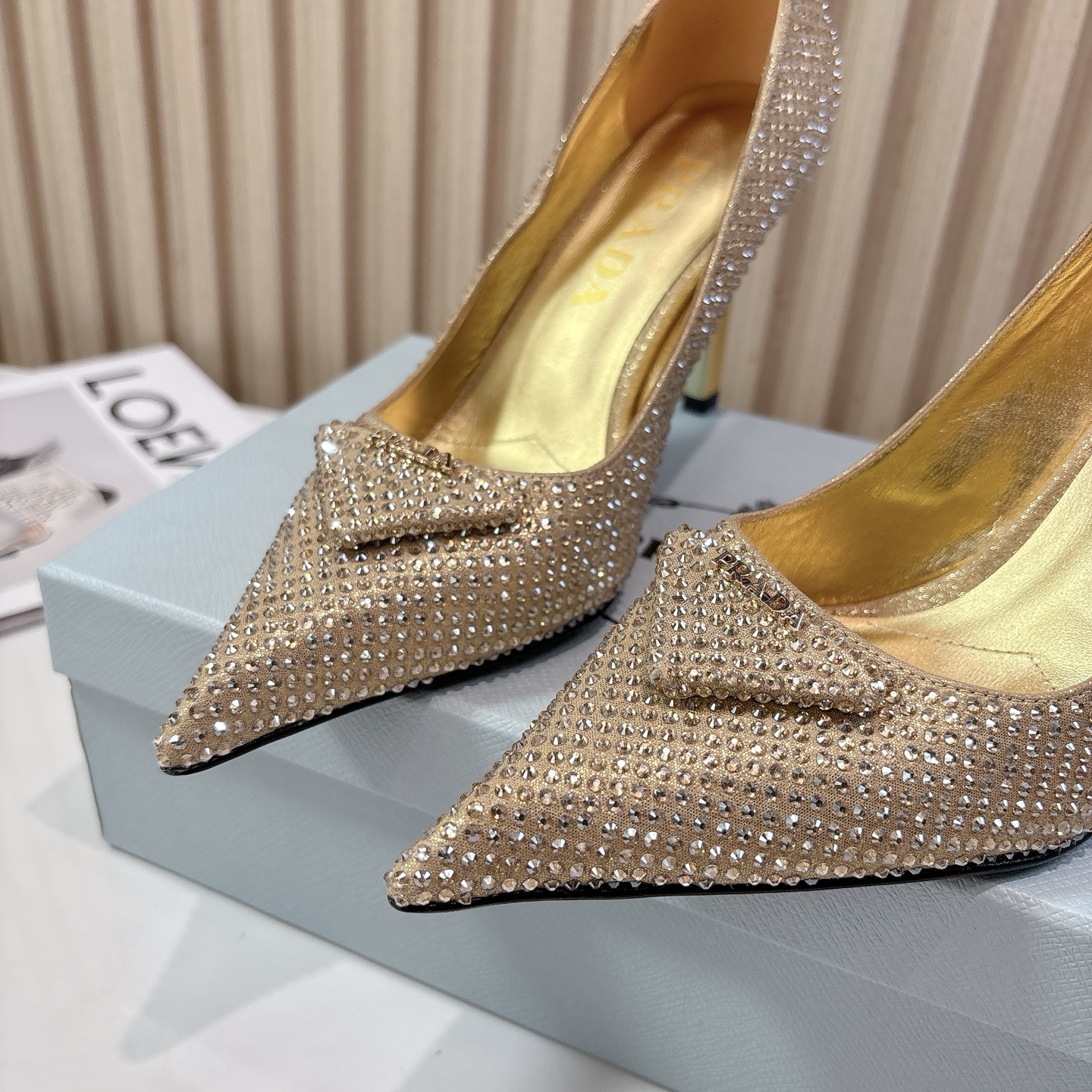 Prada Pointed-Toe Rhinestone High Heels - Runway Fashion Shoes 7 i1761801528446 4446 0 5