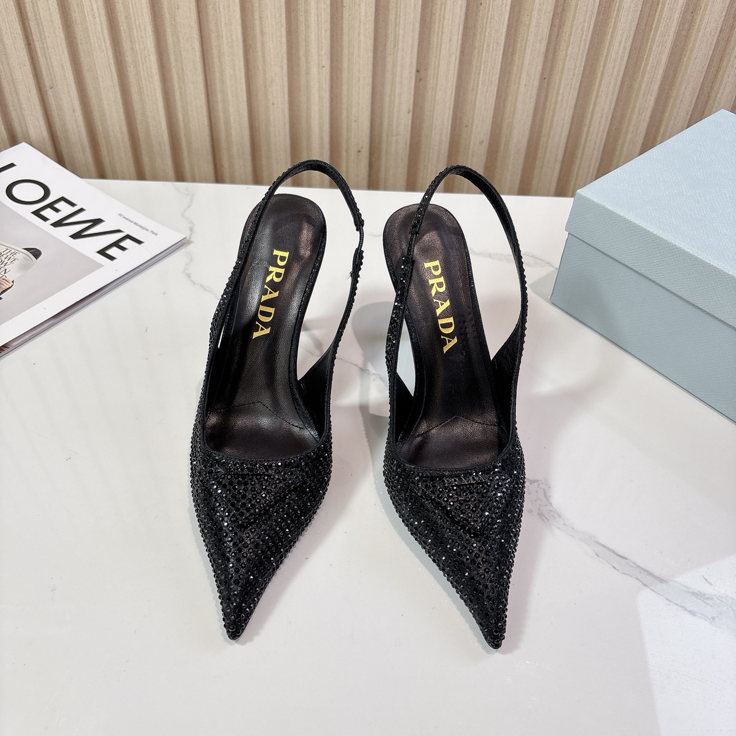 Prada Pointed-Toe Rhinestone Stiletto Heels – Dreamy Elegance, Size 35-39