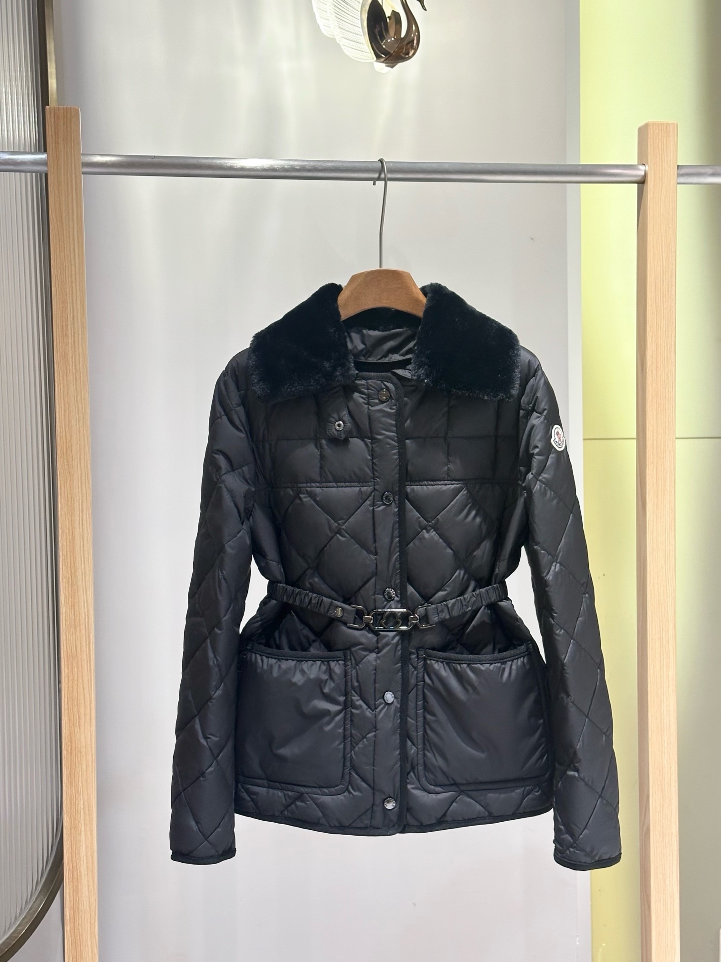 Black Belted Quilted Jacket