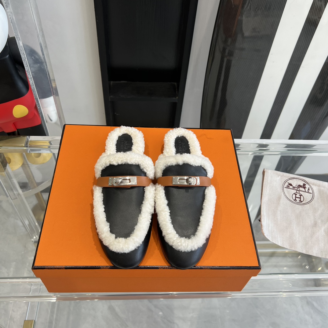 Hermès HERMES爱马仕23ss真皮底半拖