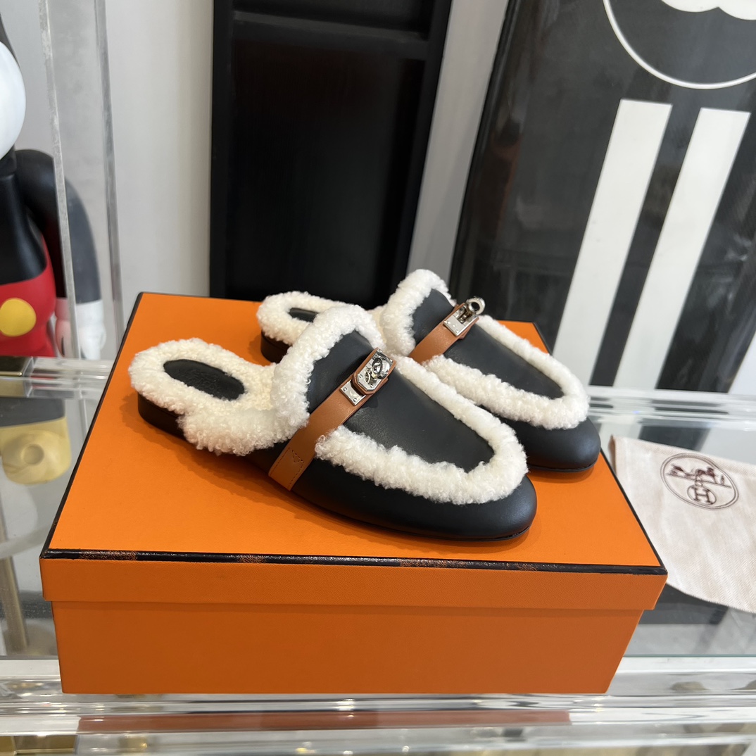 Hermès HERMES爱马仕23ss真皮底半拖