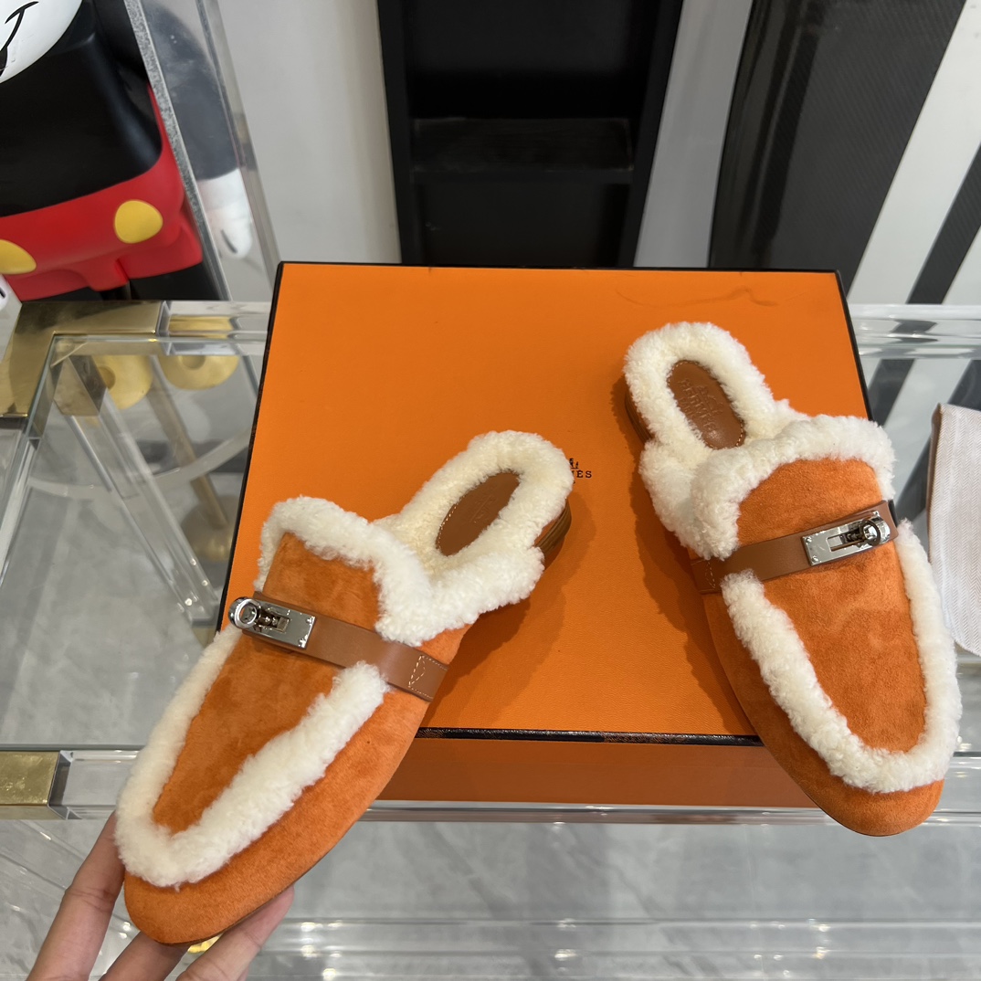 Hermès HERMES爱马仕23ss真皮底半拖