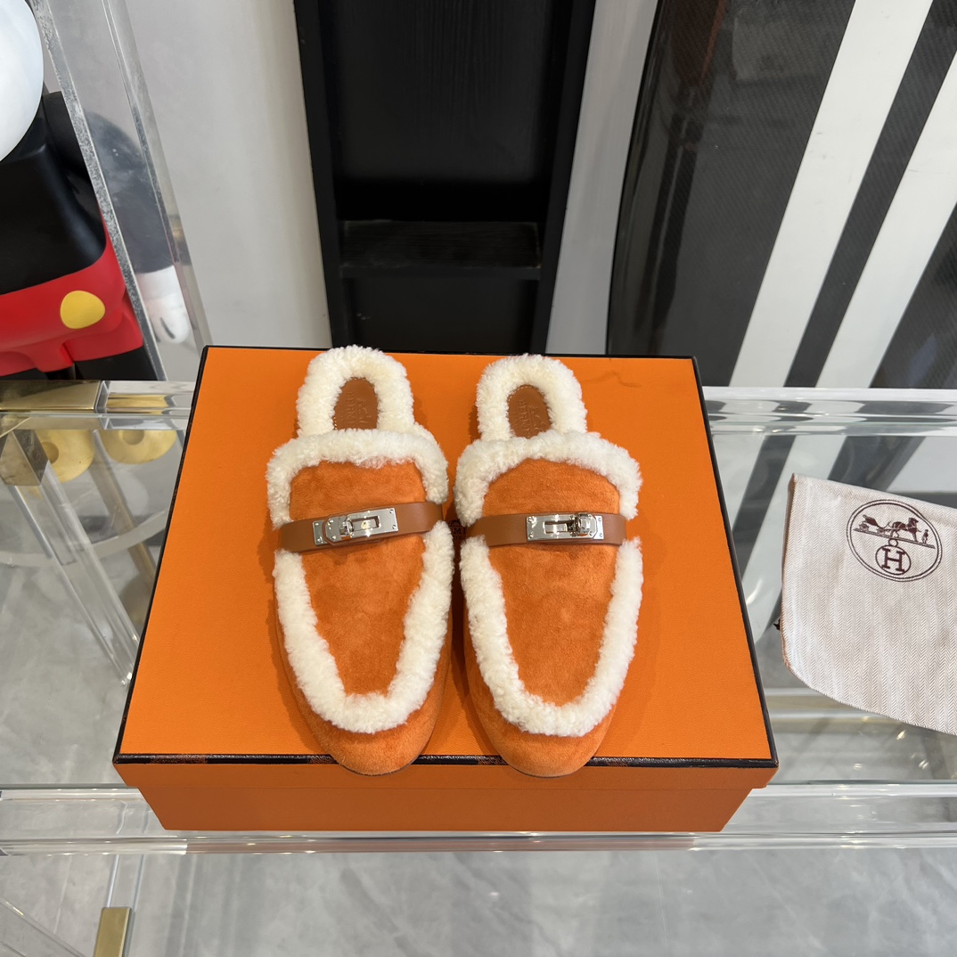 Hermès HERMES爱马仕23ss真皮底半拖