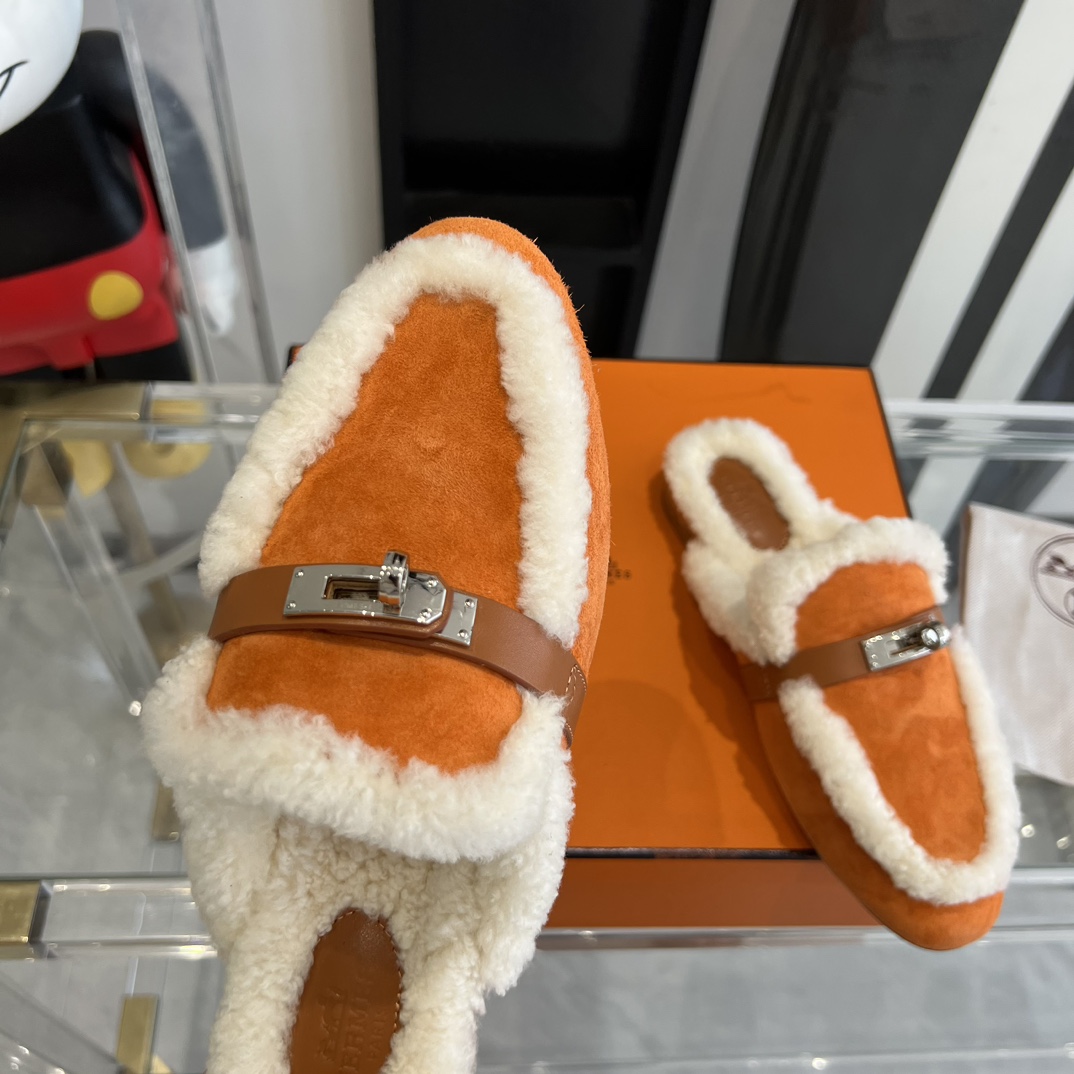 Hermès HERMES爱马仕23ss真皮底半拖