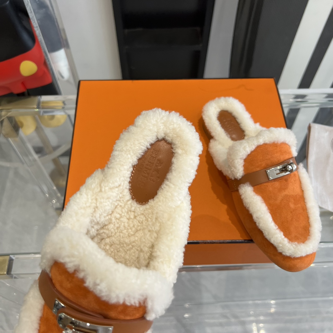 Hermès HERMES爱马仕23ss真皮底半拖