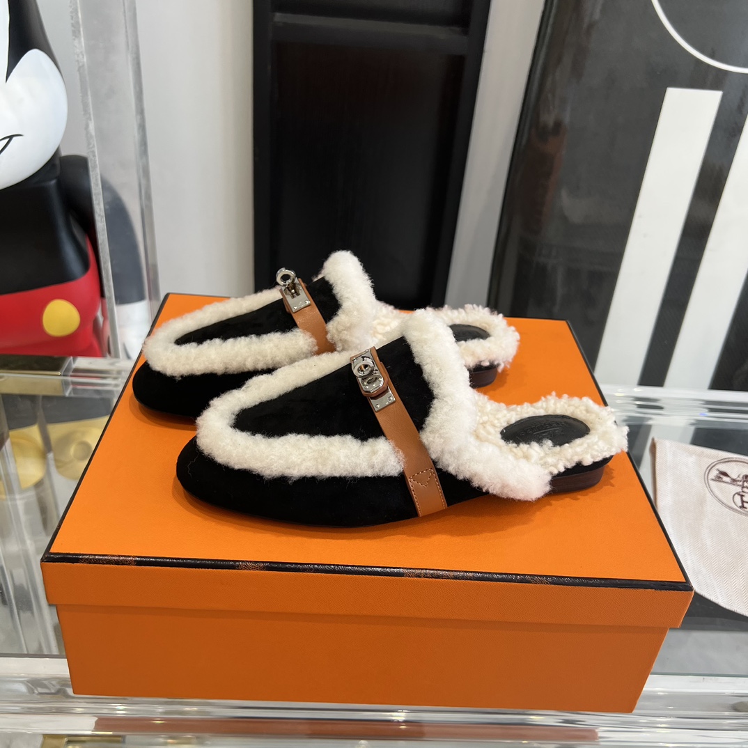 Hermès HERMES爱马仕23ss真皮底半拖