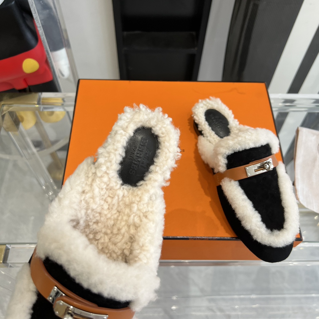 Hermès HERMES爱马仕23ss真皮底半拖