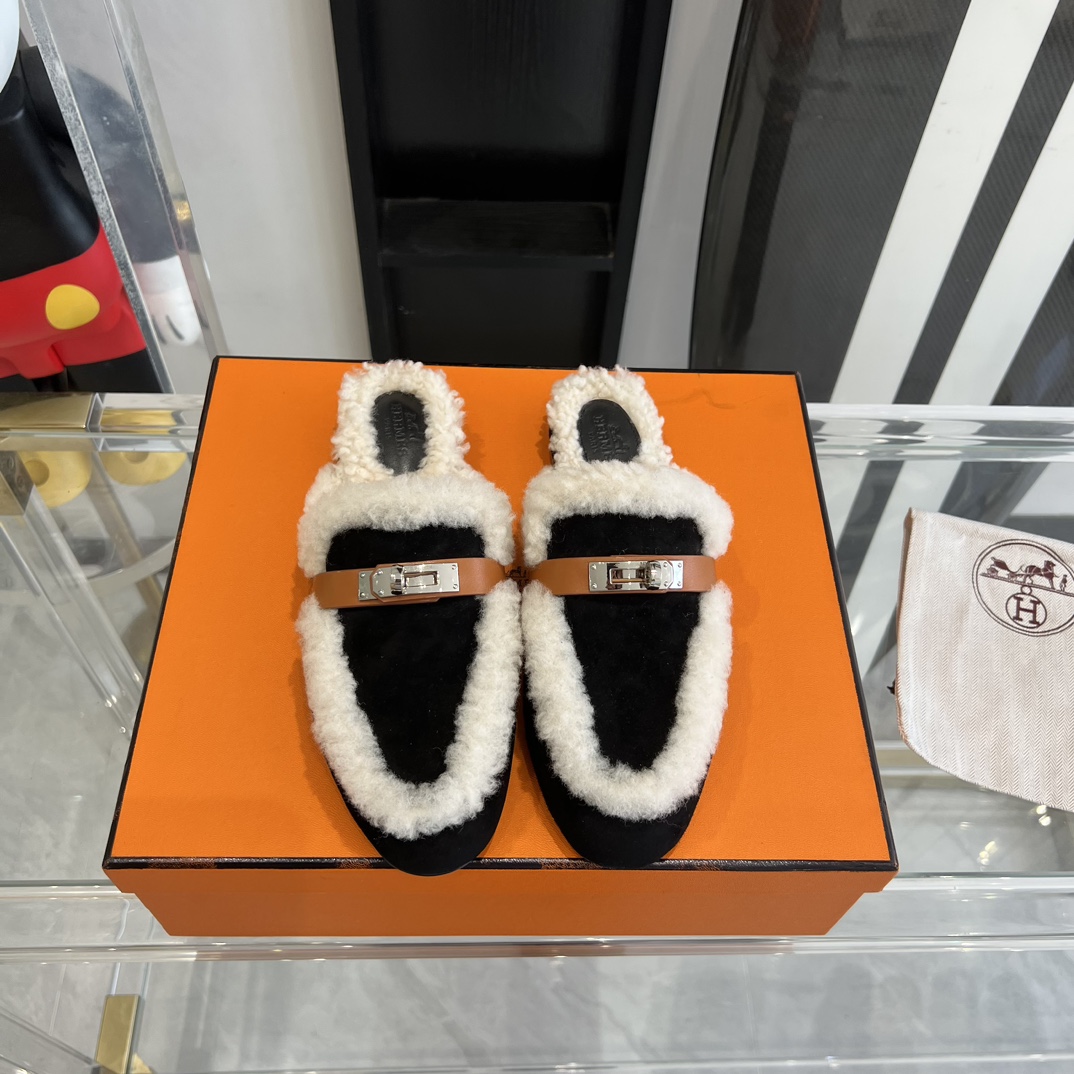 Hermès HERMES爱马仕23ss真皮底半拖